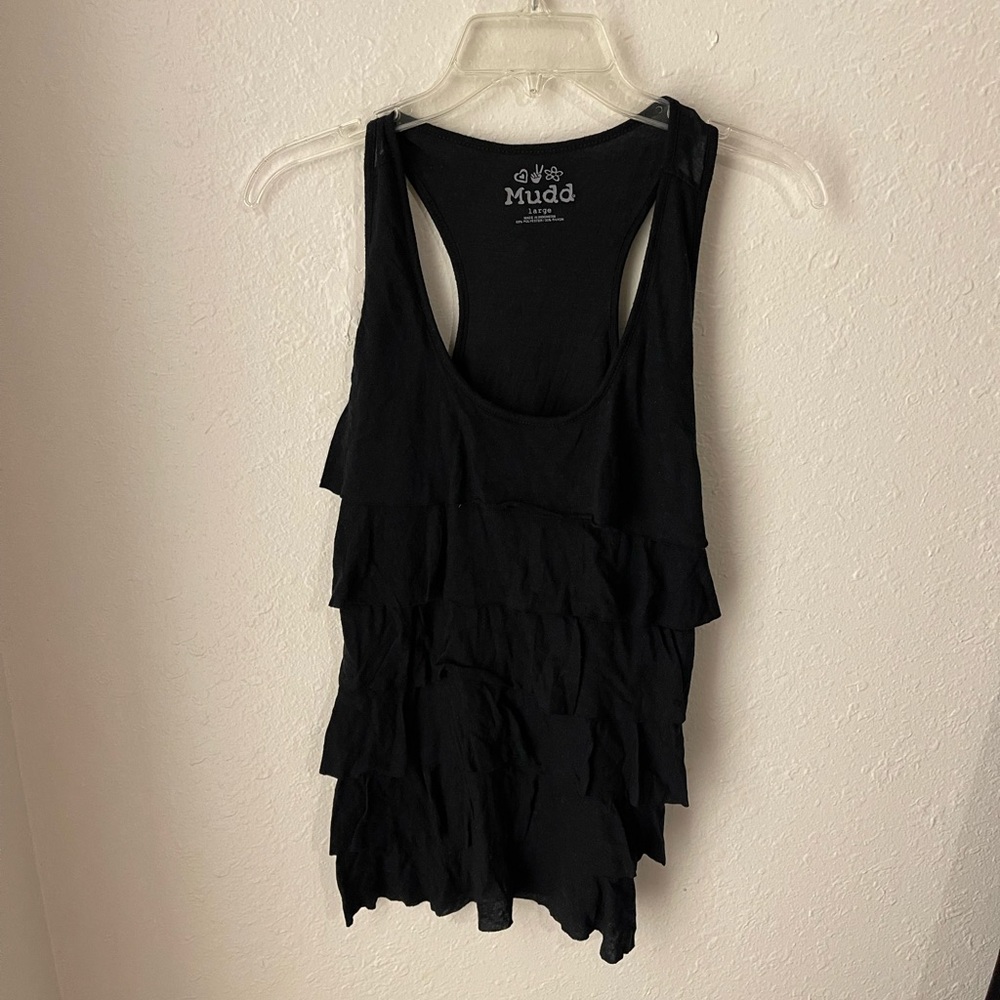 Black ruffle tank size large